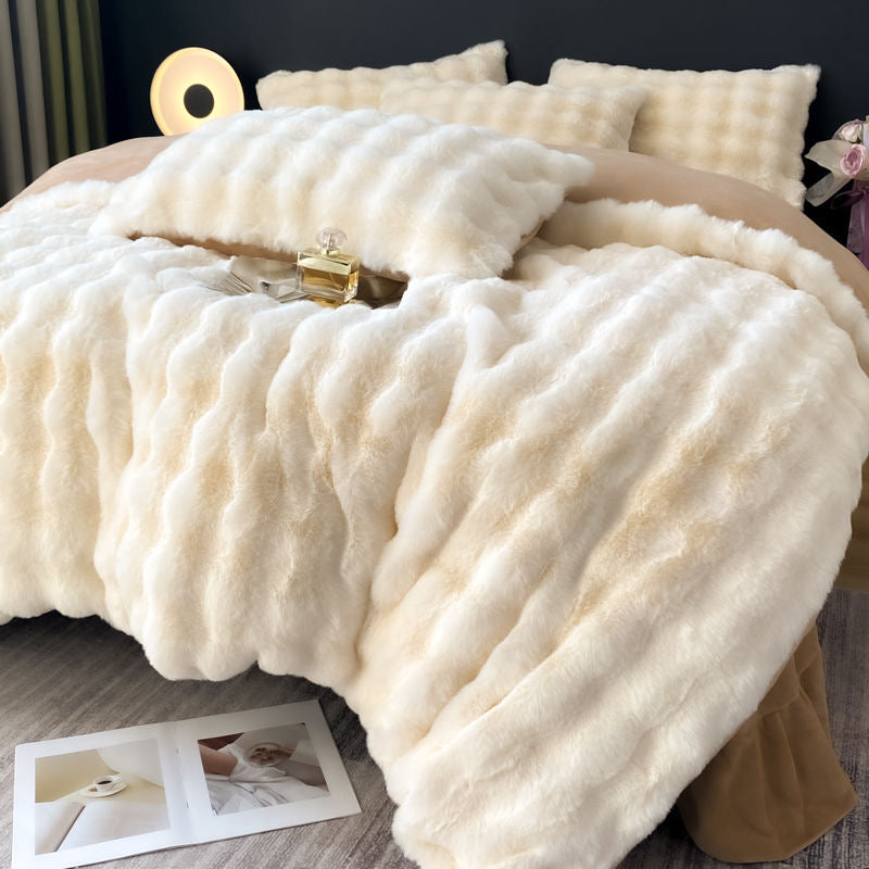 Cozy Luxury Ultra Soft Faux Fur Comforter Bedding Set