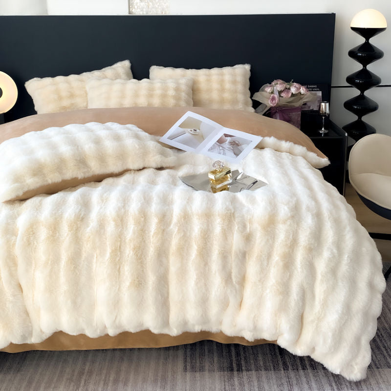 Cozy Luxury Ultra Soft Faux Fur Comforter Bedding Set