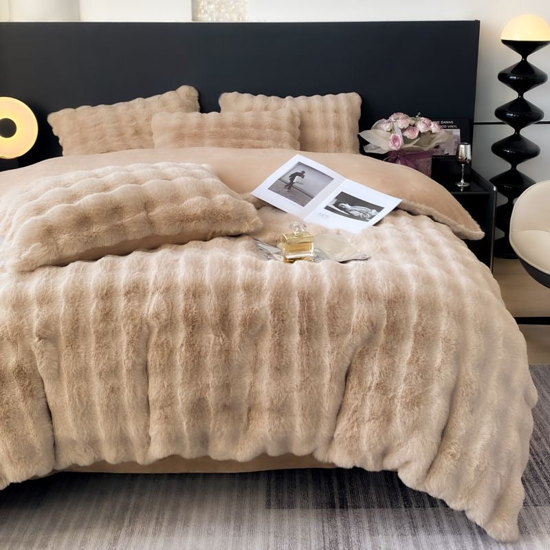 Cozy Luxury Ultra Soft Faux Fur Comforter Bedding Set