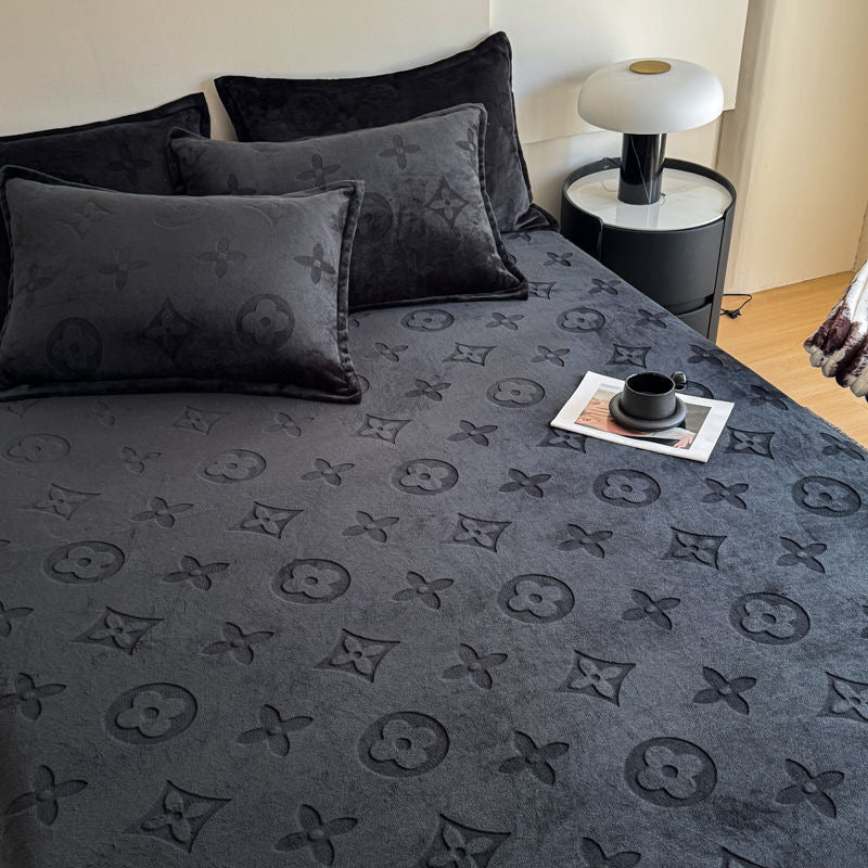 Luxury Fuzzy Fleece Velvet Fitted Bed Sheet Cover Set