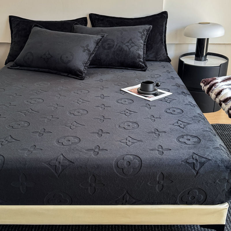 Luxury Fuzzy Fleece Velvet Fitted Bed Sheet Cover Set