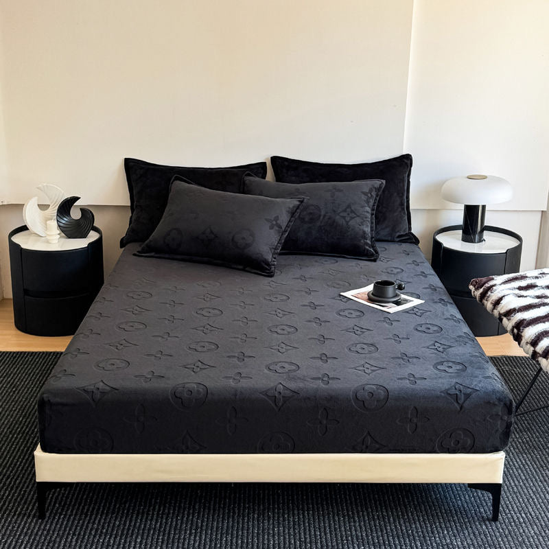 Luxury Fuzzy Fleece Velvet Fitted Bed Sheet Cover Set