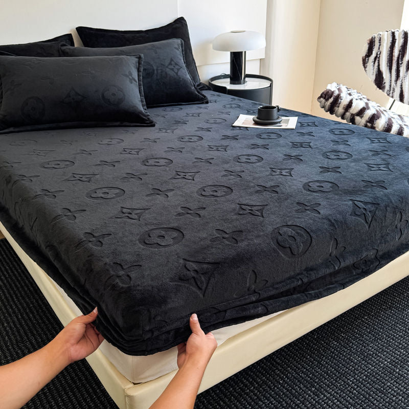 Luxury Fuzzy Fleece Velvet Fitted Bed Sheet Cover Set