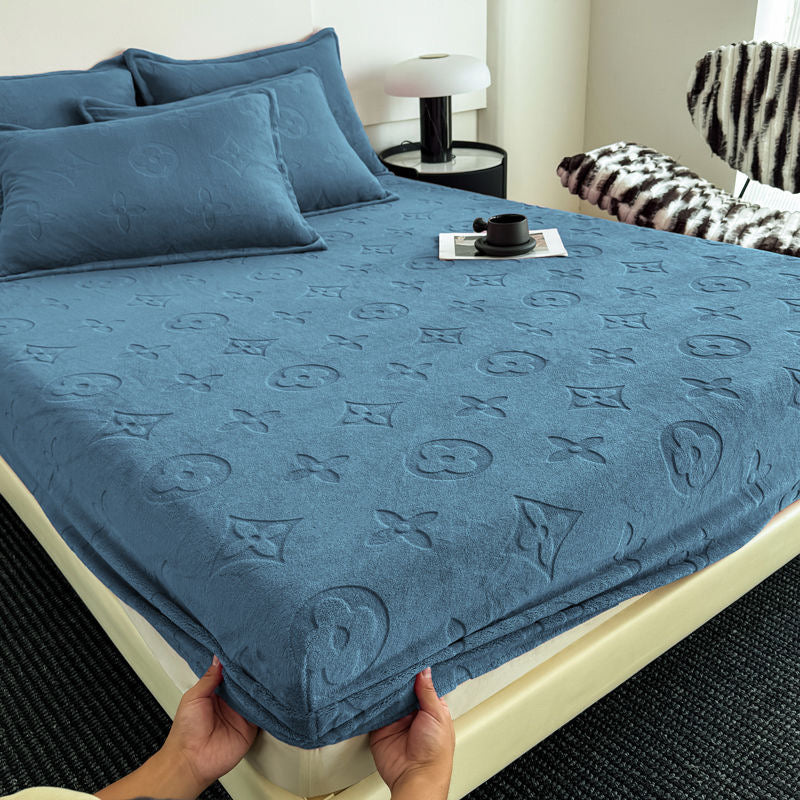 Luxury Fuzzy Fleece Velvet Fitted Bed Sheet Cover Set