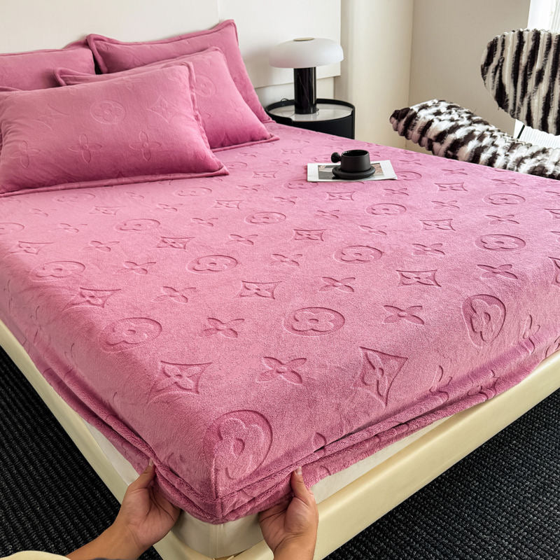 Luxury Fuzzy Fleece Velvet Fitted Bed Sheet Cover Set