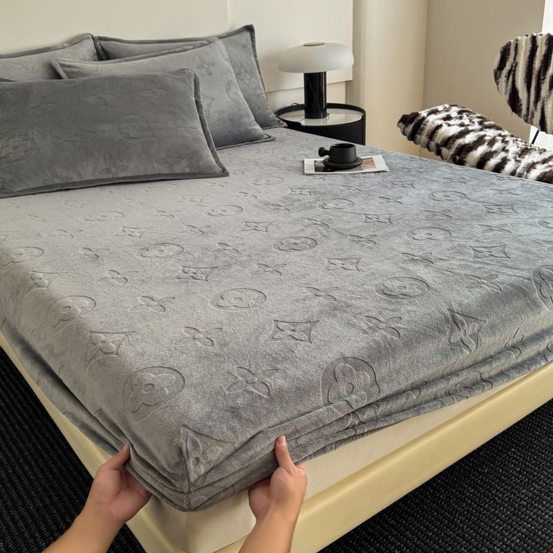 Luxury Fuzzy Fleece Velvet Fitted Bed Sheet Cover Set