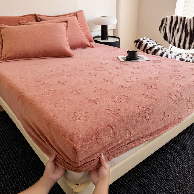 Luxury Fuzzy Fleece Velvet Fitted Bed Sheet Cover Set