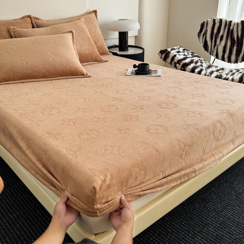 Luxury Fuzzy Fleece Velvet Fitted Bed Sheet Cover Set
