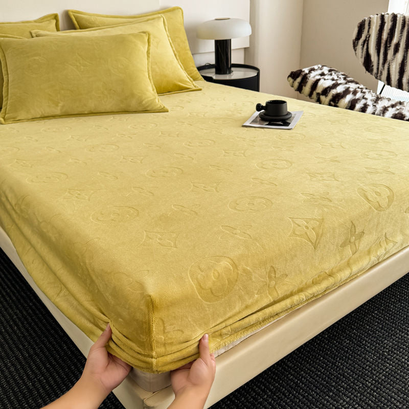 Luxury Fuzzy Fleece Velvet Fitted Bed Sheet Cover Set