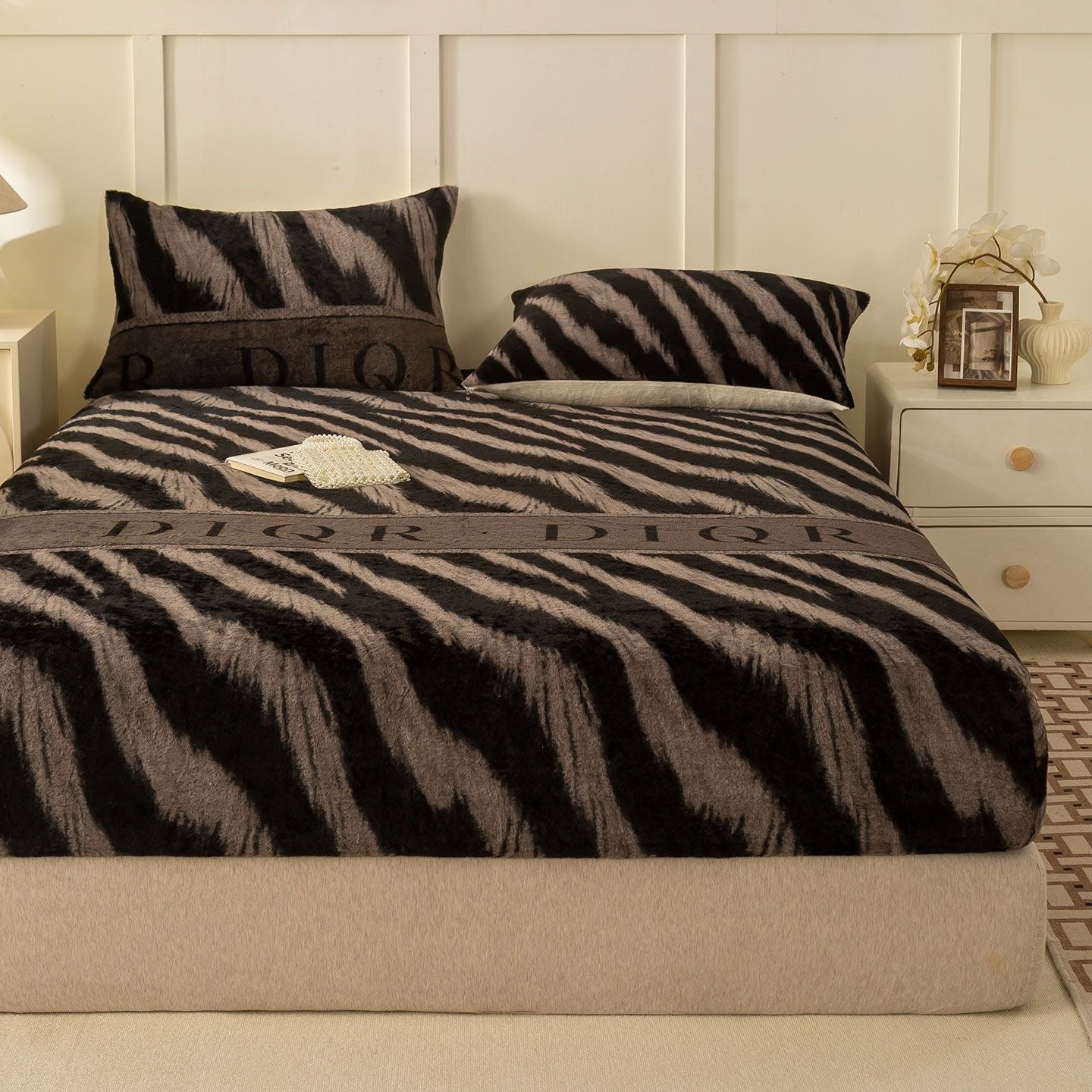 3 Pieces Faux Fur Flannel Warm Plush Shaggy Fitted Bed Sheet Set