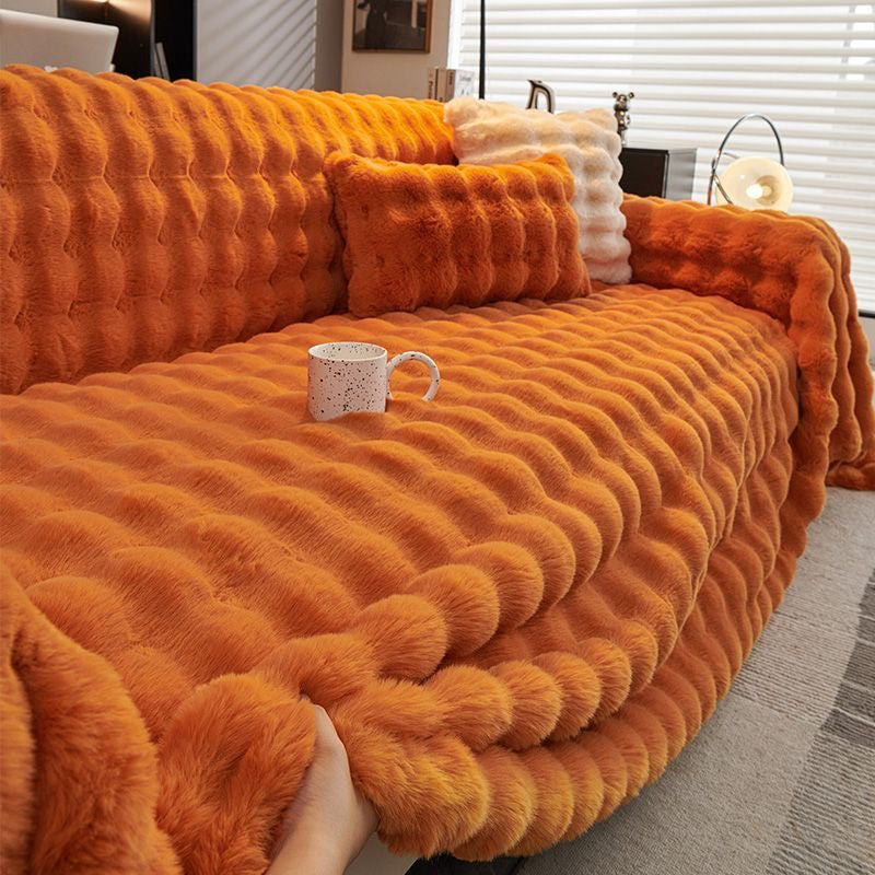 Cozy Ultra Soft Faux Rabbit Fur Thick Plush Couch Blanket Sofa Cover