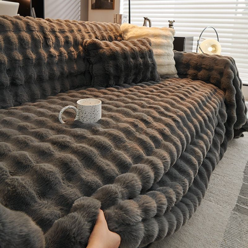 Cozy Ultra Soft Faux Rabbit Fur Thick Plush Couch Blanket Sofa Cover