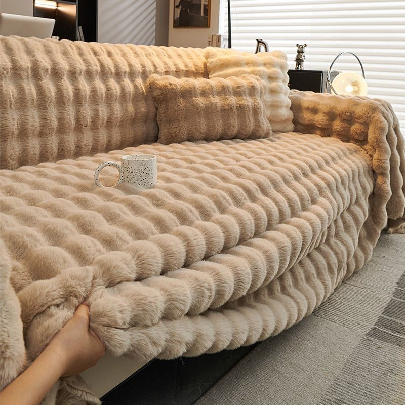 Cozy Ultra Soft Faux Rabbit Fur Thick Plush Couch Blanket Sofa Cover