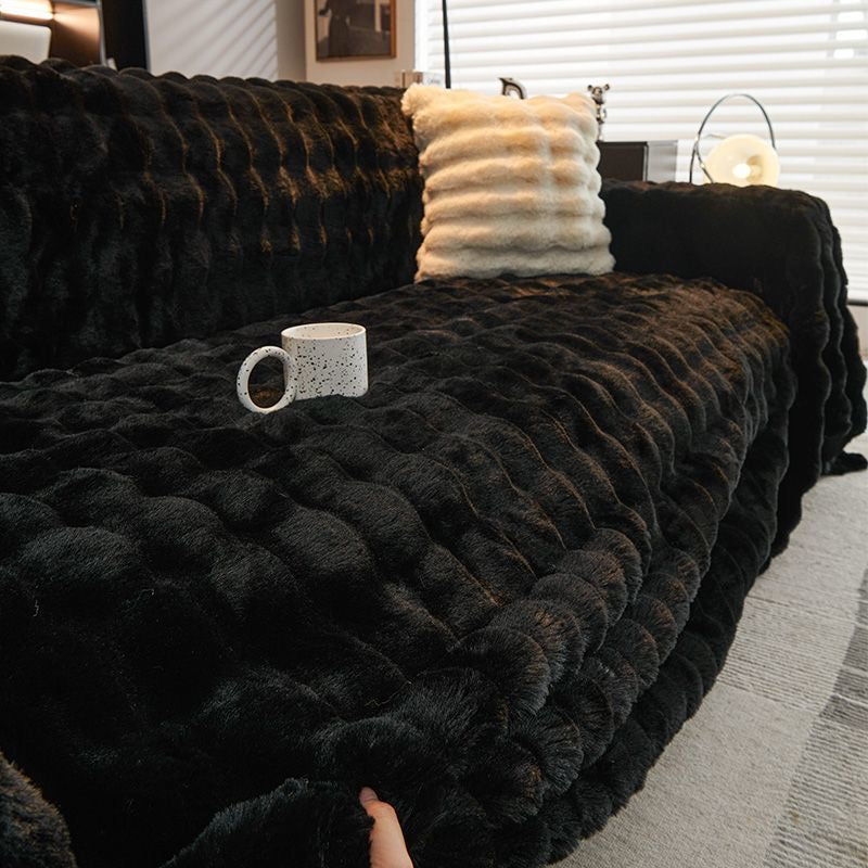 Cozy Ultra Soft Faux Rabbit Fur Thick Plush Couch Blanket Sofa Cover