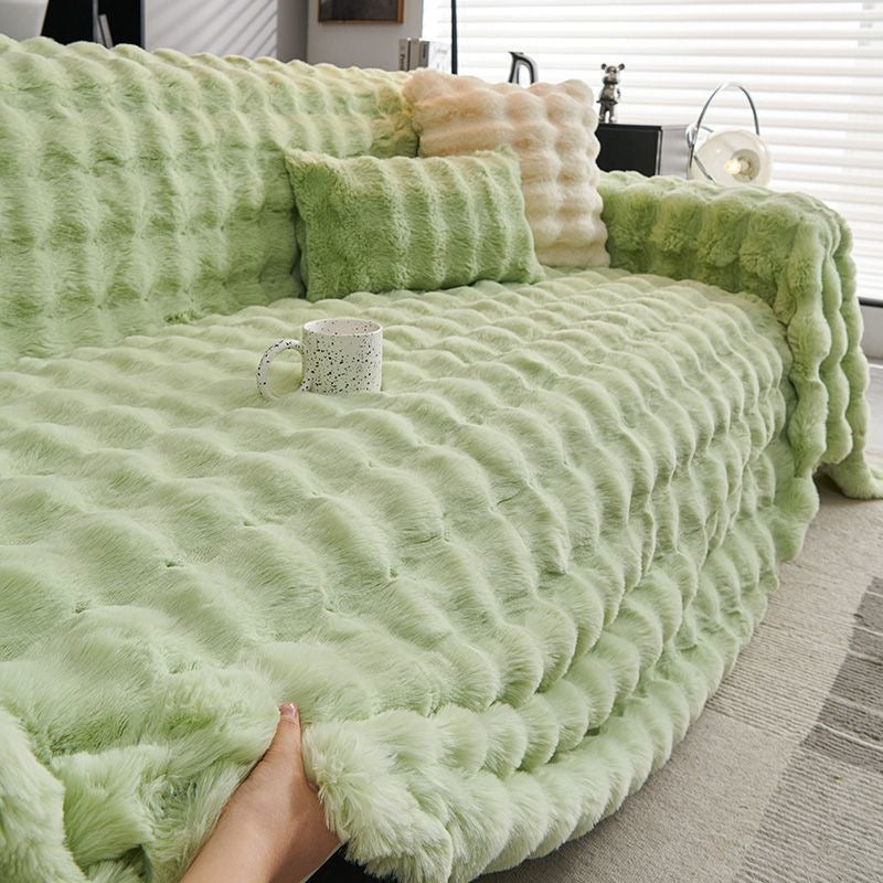 Cozy Ultra Soft Faux Rabbit Fur Thick Plush Couch Blanket Sofa Cover